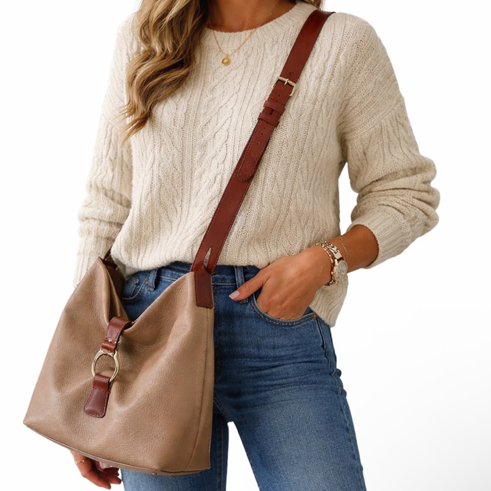 DOONEY & BOURKE Brown Pebble Leather Derby Hobo Slouchy Crossbody Bag Heritage - Picture 1 of 16